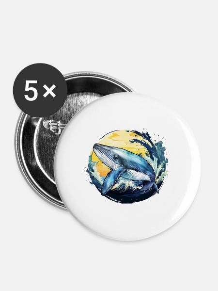 Blauwal - Buttons klein 25 mm (5er Pack) - Weiß