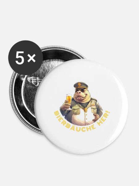 Bierbäuche her! - Buttons klein 25 mm (5er Pack) - Weiß
