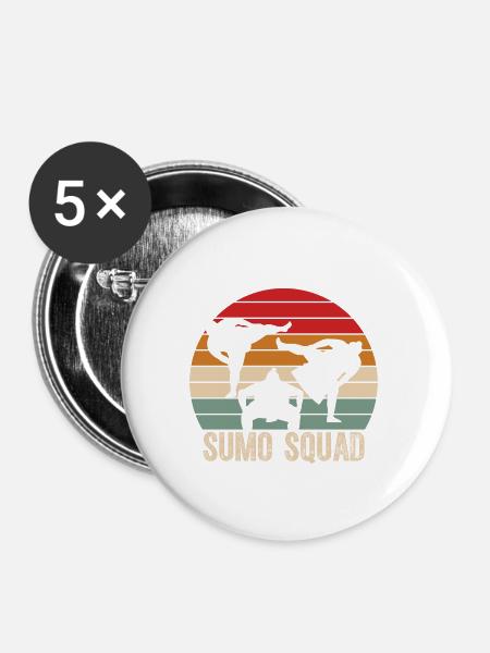 Sumo-Trupp - Buttons klein 25 mm (5er Pack) - Weiß