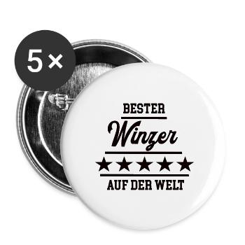 Bester Winzer Weltbester Weinbauer Winzerei - Buttons klein 25 mm (5er Pack) - Weiß - Vorne