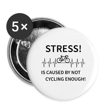 Stress - is caused by not cycling enough - Buttons small 1''/25 mm (5-pack) - white - Front