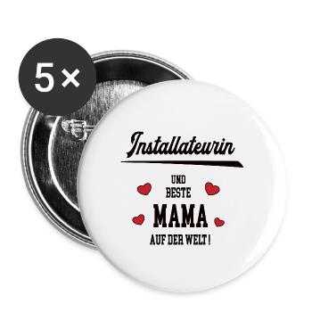 Beste Mama Installateurin Muttertag Geburtstag Geb - Buttons klein 25 mm (5er Pack) - Weiß - Vorne