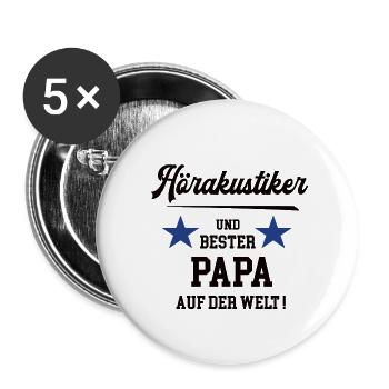 Bester Papa Hörakustiker Akustiker Hörgeräte - Buttons klein 25 mm (5er Pack) - Weiß - Vorne