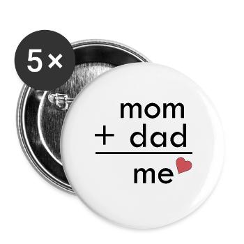 Baby ist geboren. Mom und Dad freuen sich - Buttons klein 25 mm (5er Pack) - Weiß - Vorne