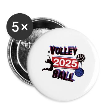 Volleyball Spielerin Team Turnier Mannschaft 2025 - Buttons klein 25 mm (5er Pack) - Weiß - Vorne