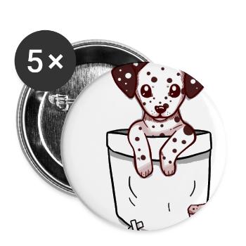 Taschen-süßer dalmatinischer Hund - Buttons klein 25 mm (5er Pack) - Weiß - Vorne