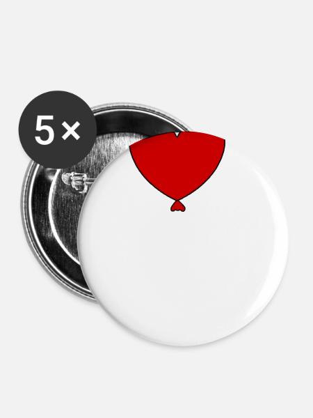 Rotes Herz - Buttons klein 25 mm (5er Pack) - Weiß
