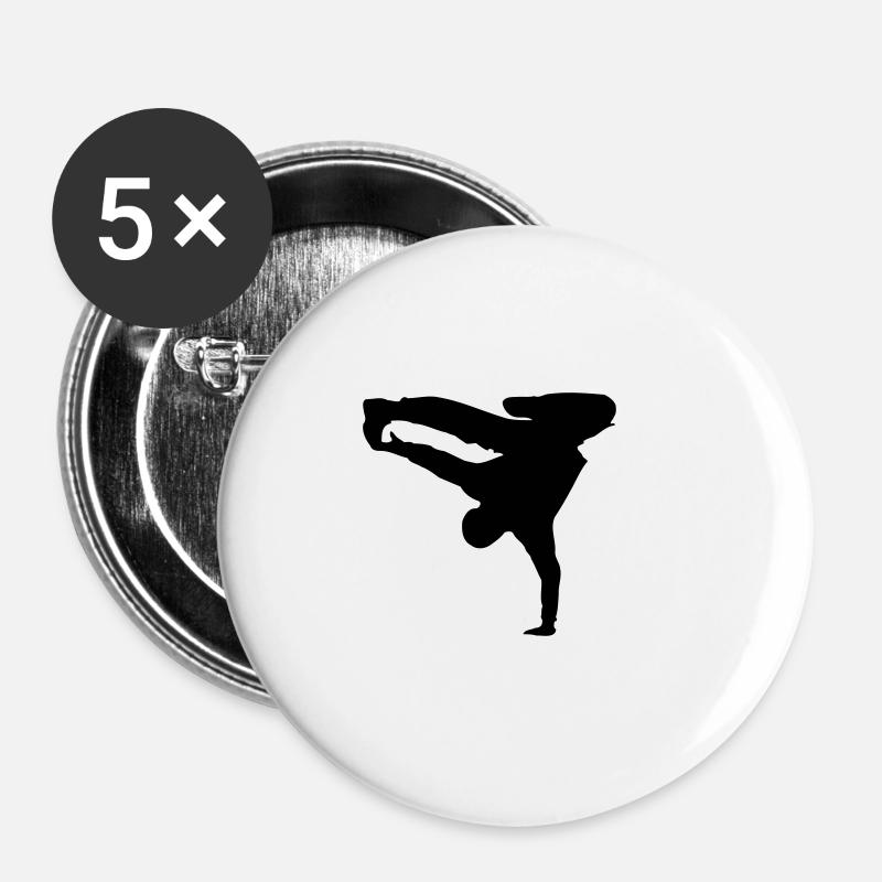 Breakdance - Buttons klein 25 mm (5er Pack) - Weiß