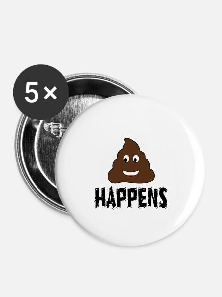 Shit Happens Cartoon - Buttons klein 25 mm (5er Pack) - Weiß