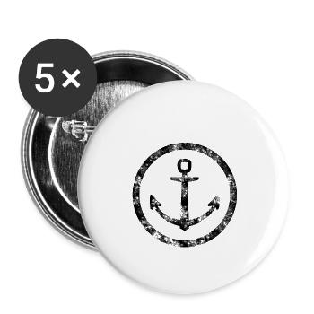 Ancre Icône de bateau maritime d'ancre - Lot de 5 petits badges (25 mm) - blanc - Devant
