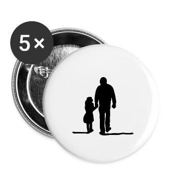 Vater Tochter Zusammenhalt - Buttons klein 25 mm (5er Pack) - Weiß - Vorne