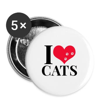J'aime les chats - Lot de 5 petits badges (25 mm) - blanc - Devant