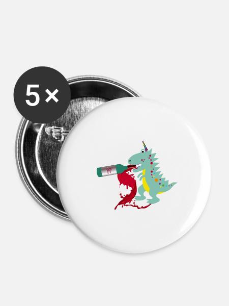 vino dino,wein,dinosaurier,vino - Buttons klein 25 mm (5er Pack) - Weiß