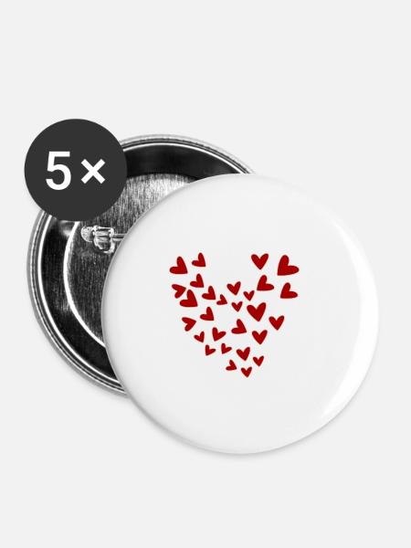 Herz der Herzen - Buttons klein 25 mm (5er Pack) - Weiß