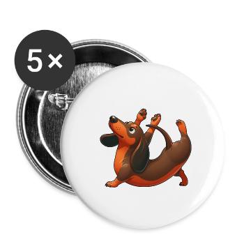 Dachshund Yoga Exercises & Gymnastics Stretching - Buttons small 1''/25 mm (5-pack) - white - Front