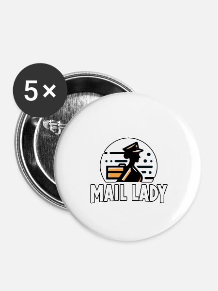 Postfrau - Buttons klein 25 mm (5er Pack) - Weiß