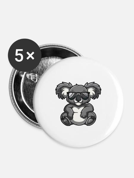 Koala Tier - Buttons klein 25 mm (5er Pack) - Weiß