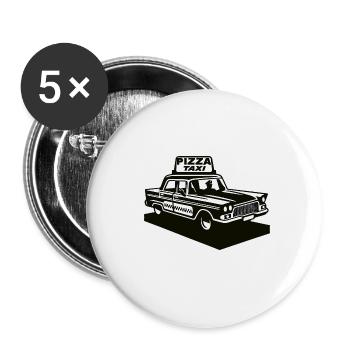 Vintage Pizza Taxi - Lieferservice Design - Buttons klein 25 mm (5er Pack) - Weiß - Vorne