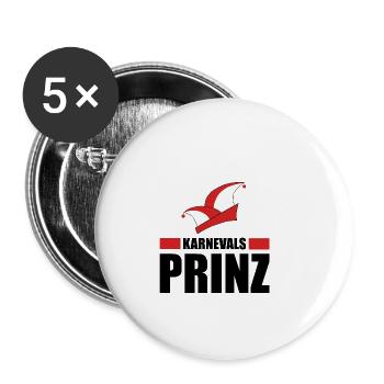Karnevals Prinz Alaaf Fasching Kostüm - Buttons klein 25 mm (5er Pack) - Weiß - Vorne