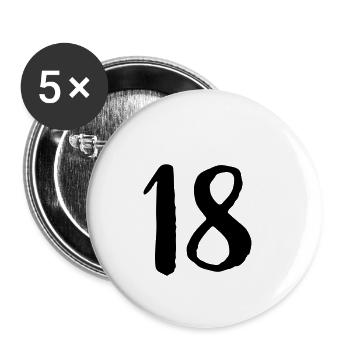 18 Geburtstag Jahre Zahl Nummer Geschenk - Buttons klein 25 mm (5er Pack) - Weiß - Vorne