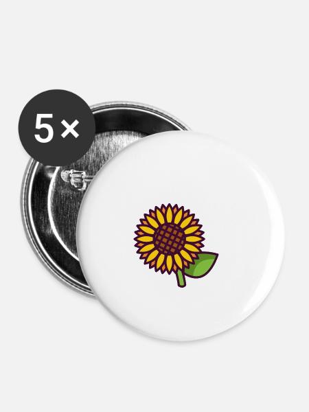Sonnenblume - Buttons klein 25 mm (5er Pack) - Weiß