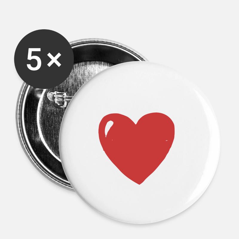 Coeur de pomme - Lot de 5 petits badges (25 mm) - blanc