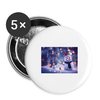 Happy Christmas Snowman - Buttons small 1''/25 mm (5-pack) - white - Front