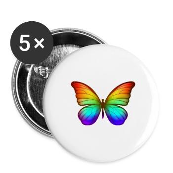 Regenbogen Schmetterling Farbenfrohes Natur Design - Buttons klein 25 mm (5er Pack) - Weiß - Vorne