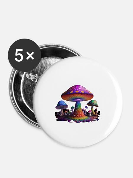 Mushrooms - Buttons klein 25 mm (5er Pack) - Weiß