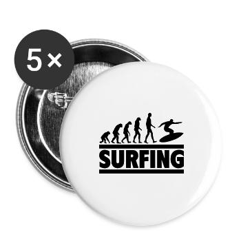 Evolution des Surfens Vom Menschen zum Surfer - Buttons klein 25 mm (5er Pack) - Weiß - Vorne