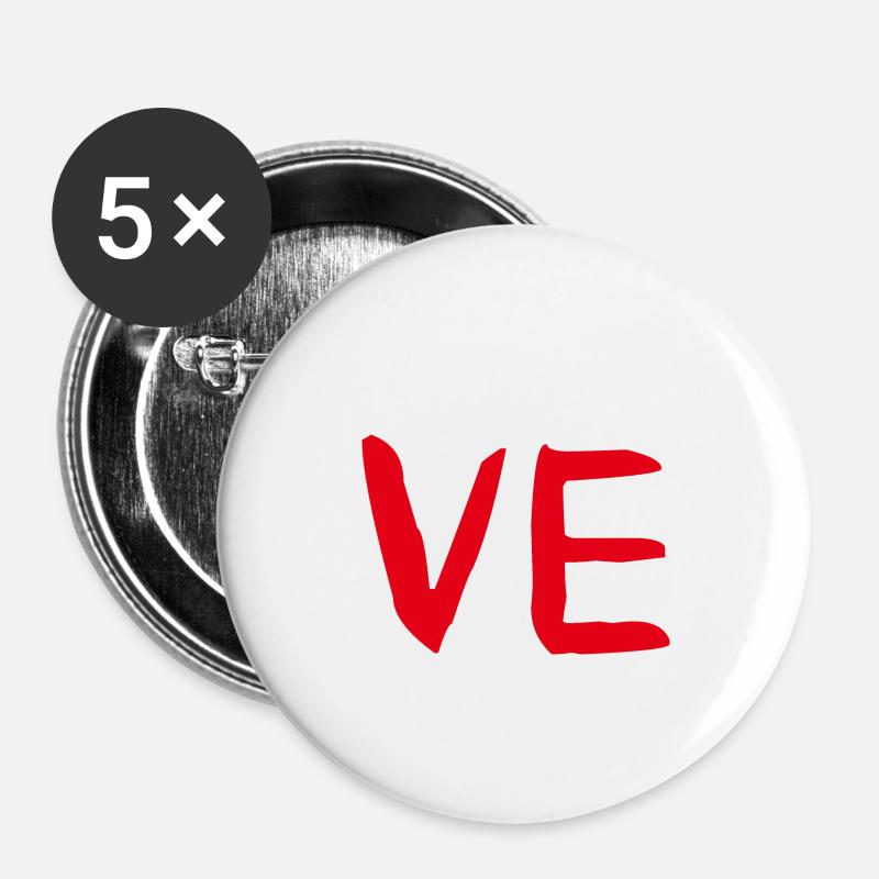 Love Partnerlook - Buttons klein 25 mm (5er Pack) - Weiß