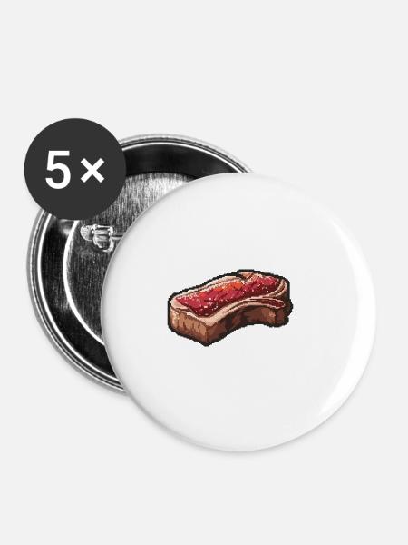 Steak Filet Pixel Gamer - Buttons klein 25 mm (5er Pack) - Weiß