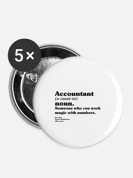 Buchhalter Definition - Buttons klein 25 mm (5er Pack) - Weiß