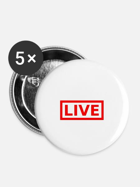 Streamer LIVE - Buttons klein 25 mm (5er Pack) - Weiß