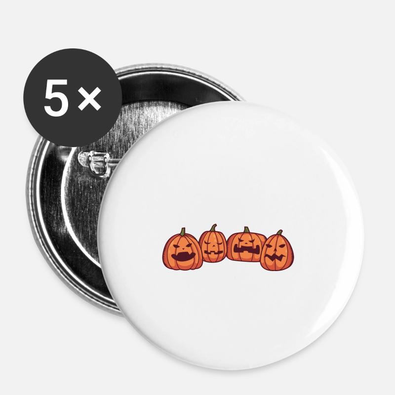 Pumpkin With Human Face. - Buttons small 1''/25 mm (5-pack) - white