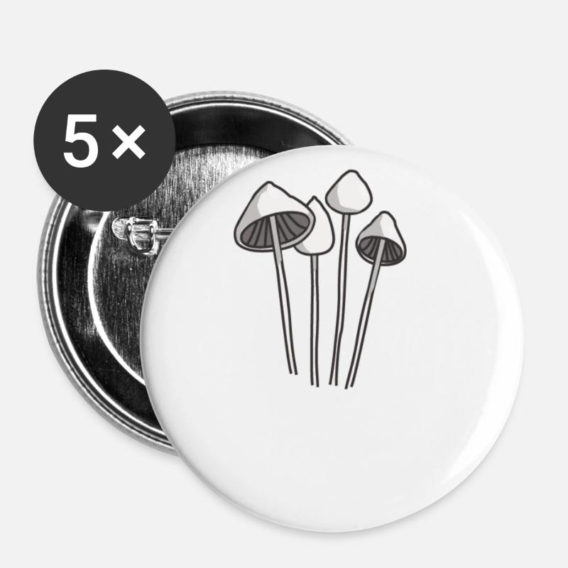 Liberty Cap Mushroom Magic - Lot de 5 petits badges (25 mm) - blanc