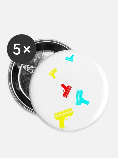 Waffe Money Rain - Buttons klein 25 mm (5er Pack) - Weiß