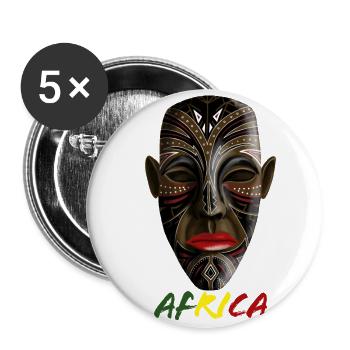 Masque africain - Lot de 5 petits badges (25 mm) - blanc - Devant