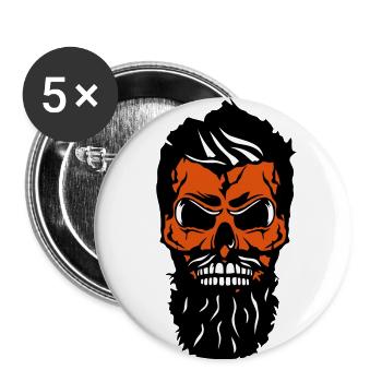 tete de mort hipster crane barbe moustache 2 - Lot de 5 petits badges (25 mm) - blanc - Devant