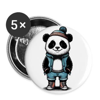 Cool Panda - Buttons small 1''/25 mm (5-pack) - white - Front