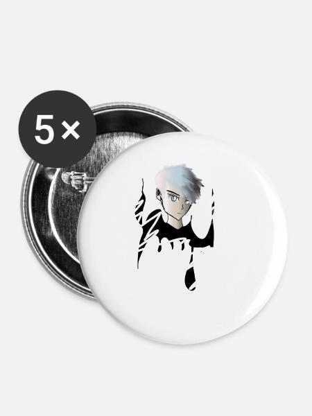 Junge im Animestyle - Buttons klein 25 mm (5er Pack) - Weiß