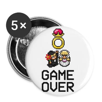 Game Over - Verheiratet - Hochzeit - Retro Spiel - Buttons klein 25 mm (5er Pack) - Weiß - Vorne