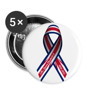 Solidarity Death Elizabeth II Peace Ribbon - Buttons small 1''/25 mm (5-pack) - white - Front