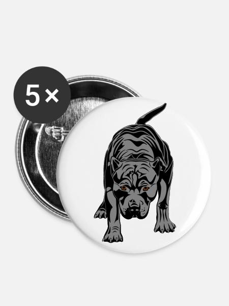 Pitbull - Buttons klein 25 mm (5er Pack) - Weiß