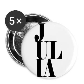 Julia Nom Prénom Police moderne Word Art - Lot de 5 petits badges (25 mm) - blanc - Devant