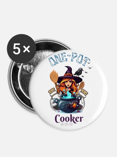 one-pot cooker witch - Buttons klein 25 mm (5er Pack) - Weiß