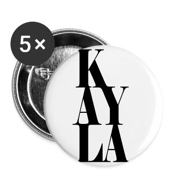 Kayla Nom Prénom Police moderne Word Art - Lot de 5 petits badges (25 mm) - blanc - Devant