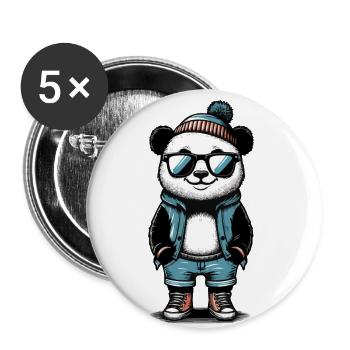 Cool panda with sunglasses - Buttons small 1''/25 mm (5-pack) - white - Front