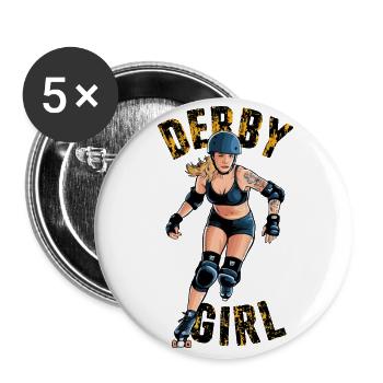 Roller Derby Rollschuhfahren für einen - Buttons klein 25 mm (5er Pack) - Weiß - Vorne