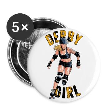 Roller Derby für einen Rollschuhfahrerin - Buttons klein 25 mm (5er Pack) - Weiß - Vorne